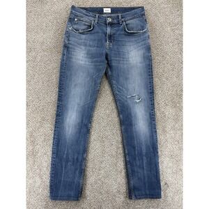 Hudson Blake Straight Slim Fit Mens 31x30 Blue SOFF Wash Distressed Denim Jeans